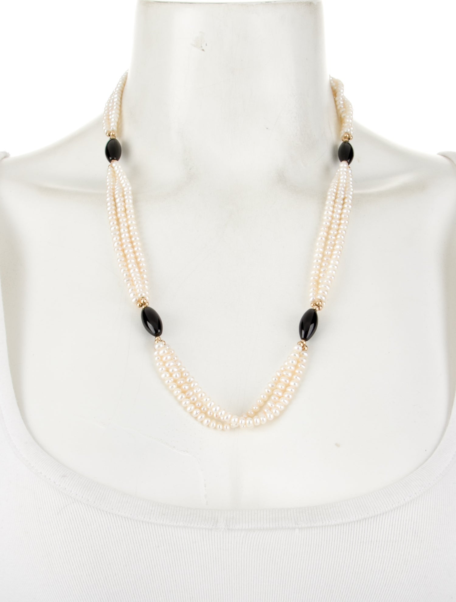 Necklace 14K Onyx & Pearl Necklace